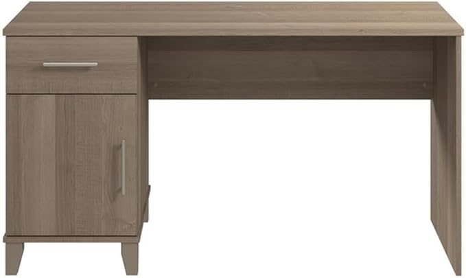 Bush Home Somerset 54W Office Desk with Drawer and Cabinet in Ash Gray Computer Table with Storage for Home Office Workspace