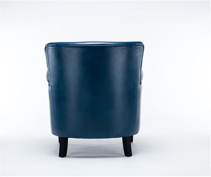 Pemberly Row Navy Blue Faux Leather Club Chair Chrome Nail Head Trim 18.9 in Seat Height Solid Wood Frame No Sag Springs 2.2 Density Foam Cushion Living Room Den or Office Use