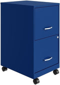 Pemberly Row 2-Drawer Metal Mobile Filing Cabinet 18 D x 14.25 W x 26.7 H Blue Finish Locking System Smooth Glide Suspension Letter-Size Hanging File Storage Home or Office Use
