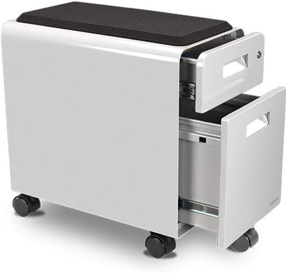 Narrow 2-Drawer File Cabinet with Seat Rolling (White) by Uplift Desk