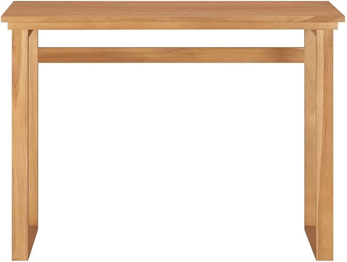 vidaXL Solid Teak Wood Desk - Rustic Farmhouse Style Medium-Sized Brown Versatile Usage as Console or Computer Table