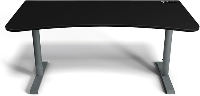 Arozzi Arena Ultrawide Curved Gaming and Office Desk with Full Surface Water Resistant Desk Mat with 3 Custom Monitor Mount Cut Outs and Under The Desk Cable Management Netting - Frozen Grey