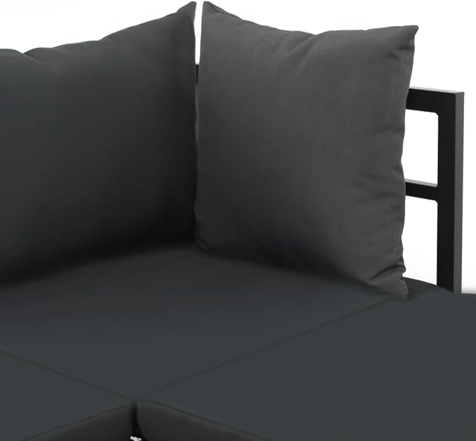2-Piece Modular Sofa Set Anthracite Aluminum Medium Outdoor Indoor Furniture with Weatherproof Cushions and Powder-Coated Finish for Patio Living Room