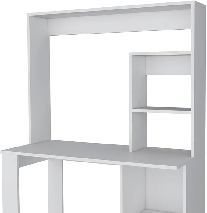 Computer Desk with Hutch and Storage Shelves Functional Desk for Work for Home Office Living Room White