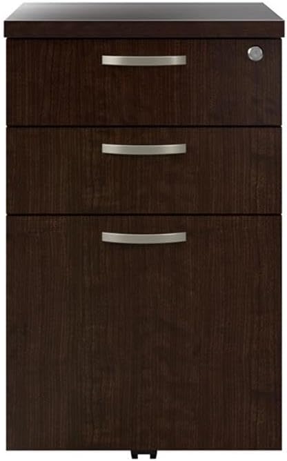Bush Business Furniture Office in an Hour 3 Drawer Rolling File Cabinet in Mocha Cherry | Mobile Under Desk Drawers for Letter Legal and A4-Size Document Storage