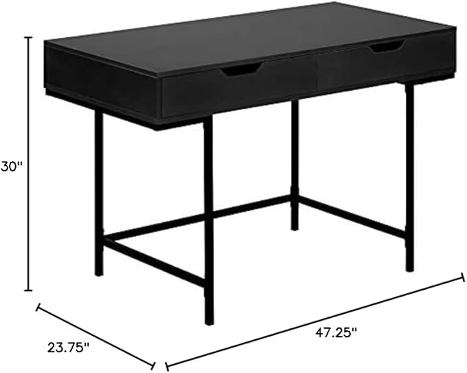 Monarch Specialties I 7556 Computer Desk Home Office Laptop Storage Drawers 48 L Work Metal Laminate Black Contemporary Modern