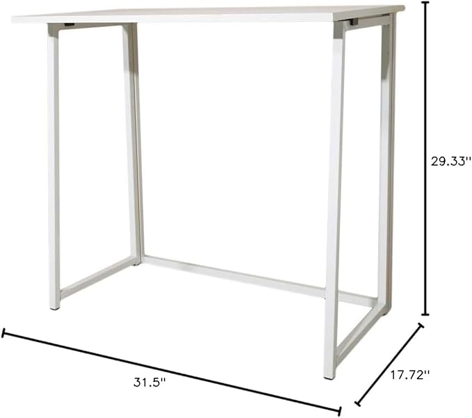 Small Folding Desk Simple Assembly Computer Desk Home Office Desk Study Writing Table for Small Space Offices - All White