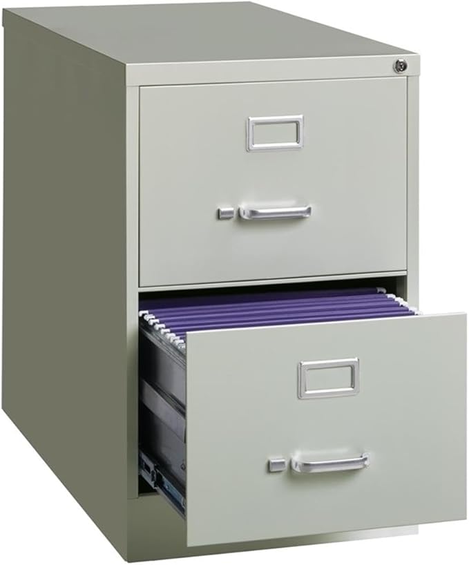 Pemberly Row 2 Drawers 28.38 Vertical Light Gray Metal Filing Cabinet Lockable Pre-Assembled Stationary Legal Size for Home Office