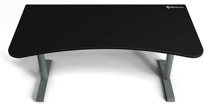 Arozzi Arena Ultrawide Curved Gaming and Office Desk with Full Surface Water Resistant Desk Mat with 3 Custom Monitor Mount Cut Outs and Under The Desk Cable Management Netting - Frozen Grey