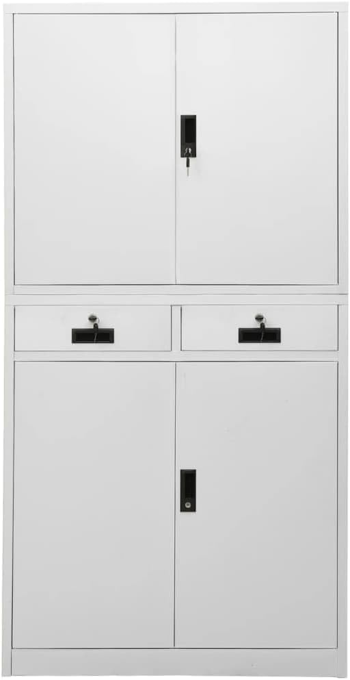 Steel Storage Cabinet Metal Office Cabinet 70.9 Steel Lockable File Cabinet Metal Tool Cabinet for for OfficeHomeGarageGymSchool Light Gray 35.4x15.7x70.9 Steel(Style G) -AA