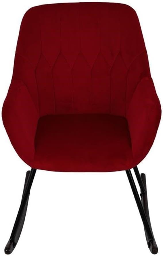 LuxenHome Modern Accent Velvet Chairs Upholstered Red Rocking Chair Dining Chairs Single Sofa Arm Chair for Living Room Bedroom Leisure Lounge Chairs with Metal Stand