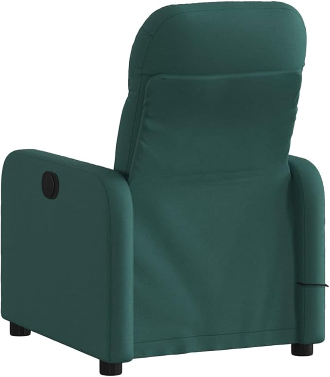 vidaXL Dark Green Massage Recliner Chair - Fabric Upholstered Manual Reclining Armchair with Vibration Massage Side Pocket and Sturdy Frame for Living Room Lounge