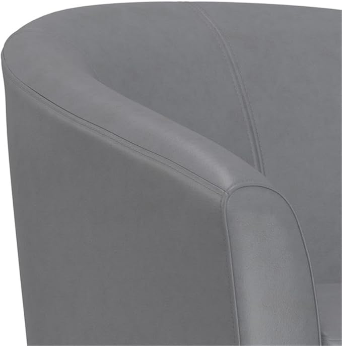 SIMPLIHOME Austin Tub Chair - 30 inch Wide Upholstered Faux Leather Contemporary Accent Chair in Stone Grey for Living Room or Bedroom with High Arms Removable Cushion and Deep Seat Comfort