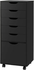 Mobile File Cabinet 5-Drawer Organizer with Bottom Cabinet Storage Tall Chest of Drawers with Caster Wheels Storage Cabinet for Home Office(Black)