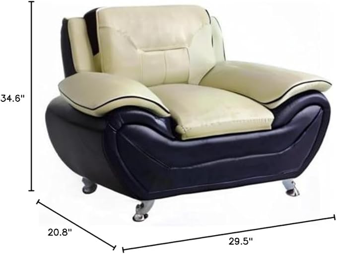 Michael Modern Faux Leather Upholstered Stainless Steel Legs Living Room Chair Camel/Black