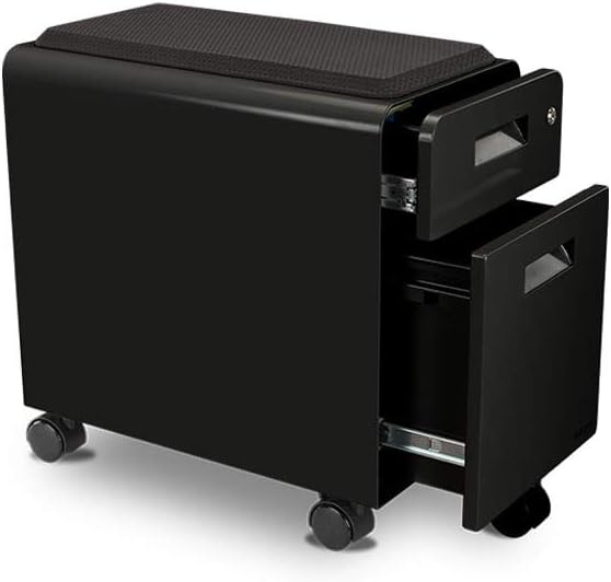 Narrow 2-Drawer File Cabinet with Seat Rolling (Black) by Uplift Desk