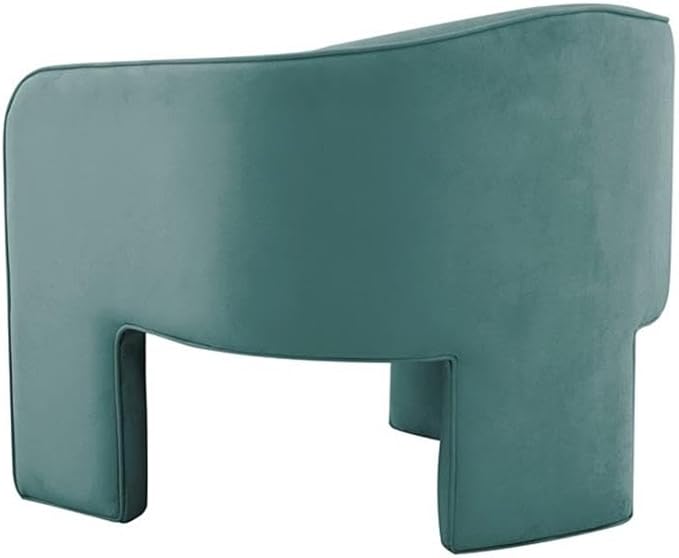 Pemberly Row Modern Sea Blue Velvet Accent Chair 29.9 W x 28.5 D x 28.2 H Kiln-Dried Pine Frame Sculptural Design Sumptuous Upholstery Handmade Statement Piece for Living Room or Bedroom