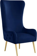 Best Master Furniture Venetian 50 High Back Tufted Velvet Accent Chair Wingback Lounge Armchair with Gold Legs and Upholstered Button Detailing for Living Room Bedroom or Office (Navy)
