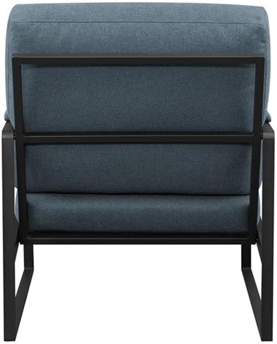 Walker Edison Ezra Contemporary Minimalist Metal-Arm Accent Chair 32 Inch Indigo Blue/Black