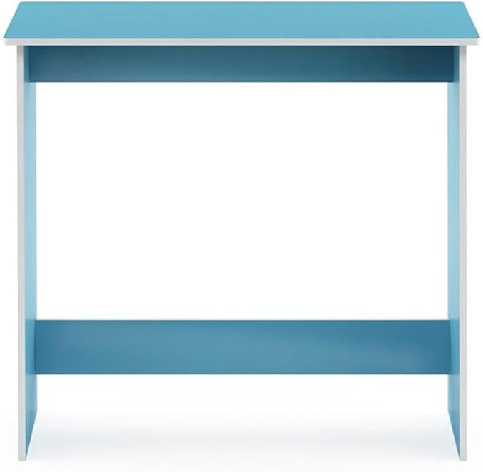 Pemberly Row Engineered Wood Study Table 31.5 W x 15.5 D x 29.75 H Light Blue and White Finish Simplistic Design Sturdy Home Office Desk with Rounded Edges Easy Assembly