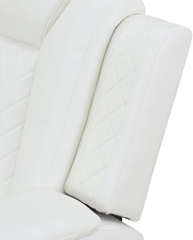 Electric Power Recliner Chair Living Room Furniture Comfy Wide Lazy Home Theater Breathing Leather Seating with LED Light Strips (White Single Chair)