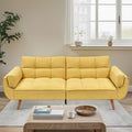 Convertible Futon Sofa Bed Modern Futon Couch with 2 Pillows Small Futons Couch with Adjustable Armrest &amp Backrest Loveseat Sofa Bed for Living Room Bedroom Yellow