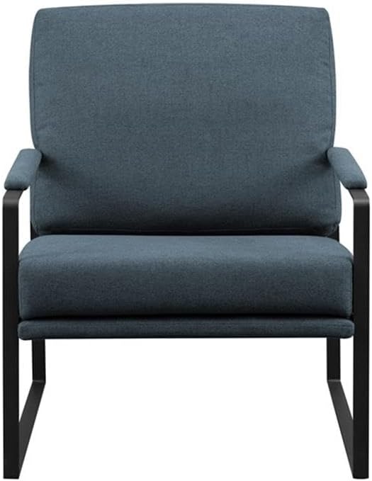 Walker Edison Ezra Contemporary Minimalist Metal-Arm Accent Chair 32 Inch Indigo Blue/Black