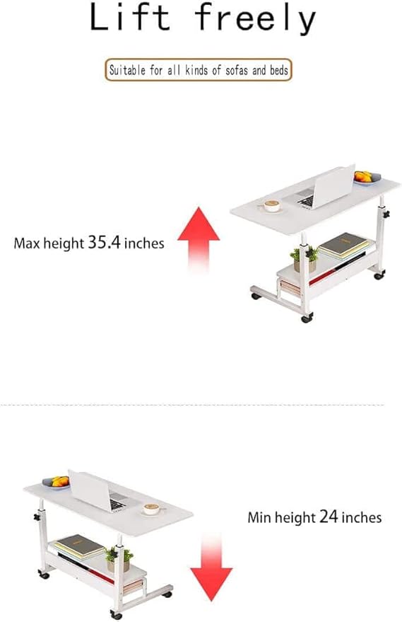 Desk Universal Movable Table Small Spaces Storage Convenient Desk Portable Computer Desk Adjustable Home Office Bedside Home Office Living Room Height Sofa Furniture Desk Size 15.7 * 31.5 Inch