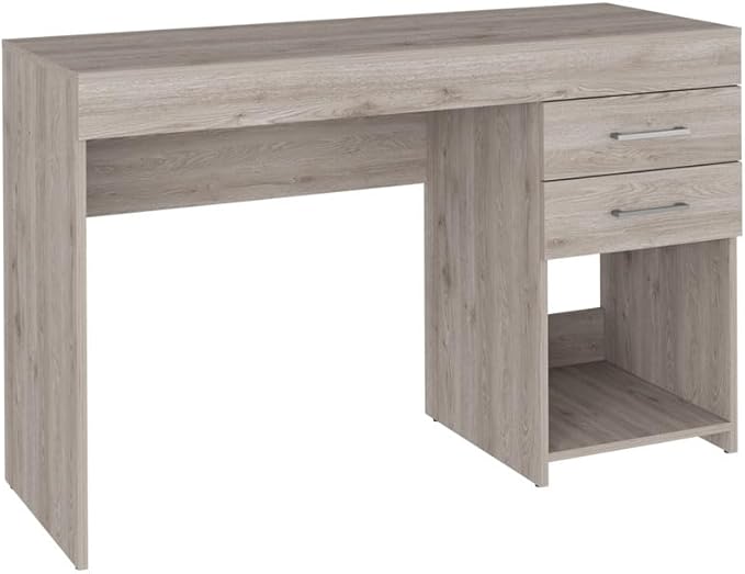 Two Drawer Computer Gaming Writing Work Study Desk Space-Saving Home Office Desk One Lower Shelffor Home OfficeLight Gray