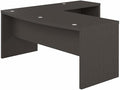 Pemberly Row 72W Bow Front L Shaped Desk Engineered Wood in Charcoal Maple Durable Thermally Fused Laminate Includes 42W Desk Return Workstation for Home or Professional Office Use
