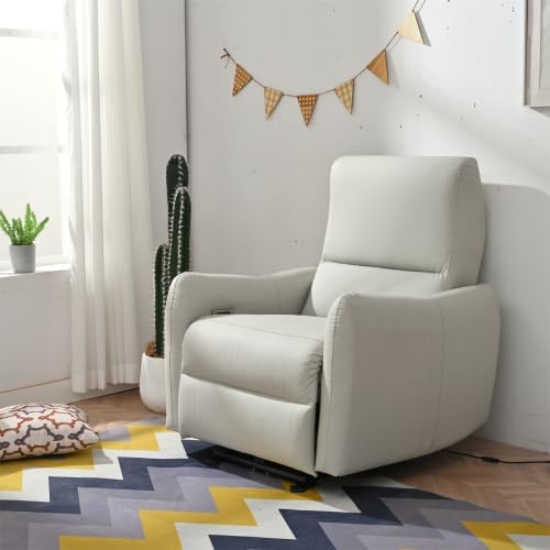32L Wall Hugger PU Leather Power Recliner Chair with 2 USB &amp Type-C Ports Adjustable Zero Wall Reclining Sofa with Side Pocket &amp Pillow Top Arms Electric Armchair with Cushion Back for Livi