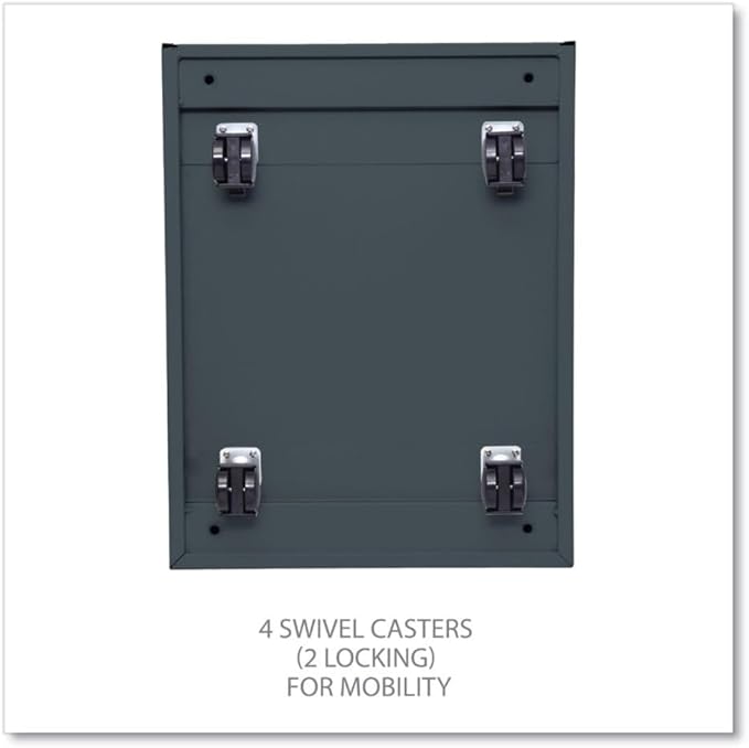 Alera PBBBFCH Three-Drawer Metal Pedestal File w/Full-Length Pull 14 7/8 x 19 1/8 Charcoal