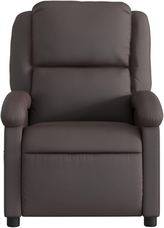vidaXL Recliner Chair Dark Brown Real Leather Metal Plywood