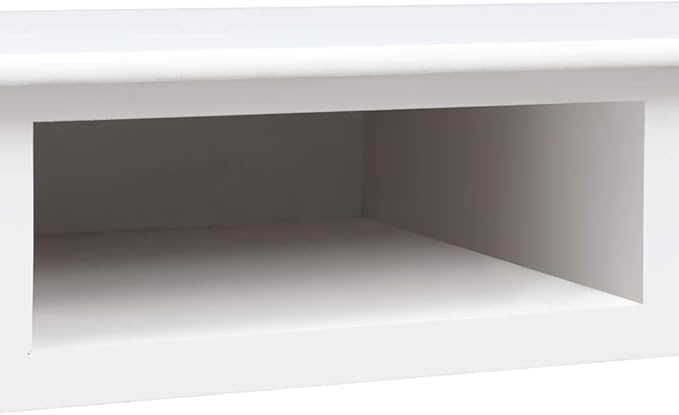 Wooden Writing Desk Modern Simple Home Office Computer Laptop Writing Desk with 2 Drawers and 1 Open Compartment White 43.3x17.7x29.9 Wood-85