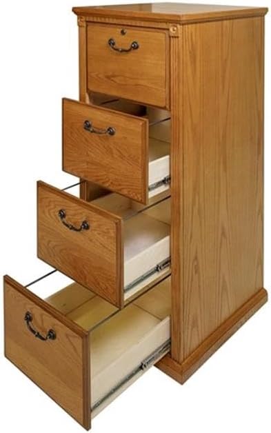 Pemberly Row 4-Drawer Wood Filing Cabinet Natural Distressed Finish Hardwood Solids and Veneers Locking Top Drawer 55 H x 20.75 W x 24.5 D Office Storage and Organization