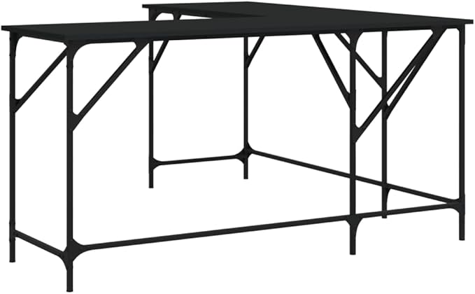 Computer Desk Office Table Writing Table Computer Desk Black 149 x 149 x 75 cm Wood Material