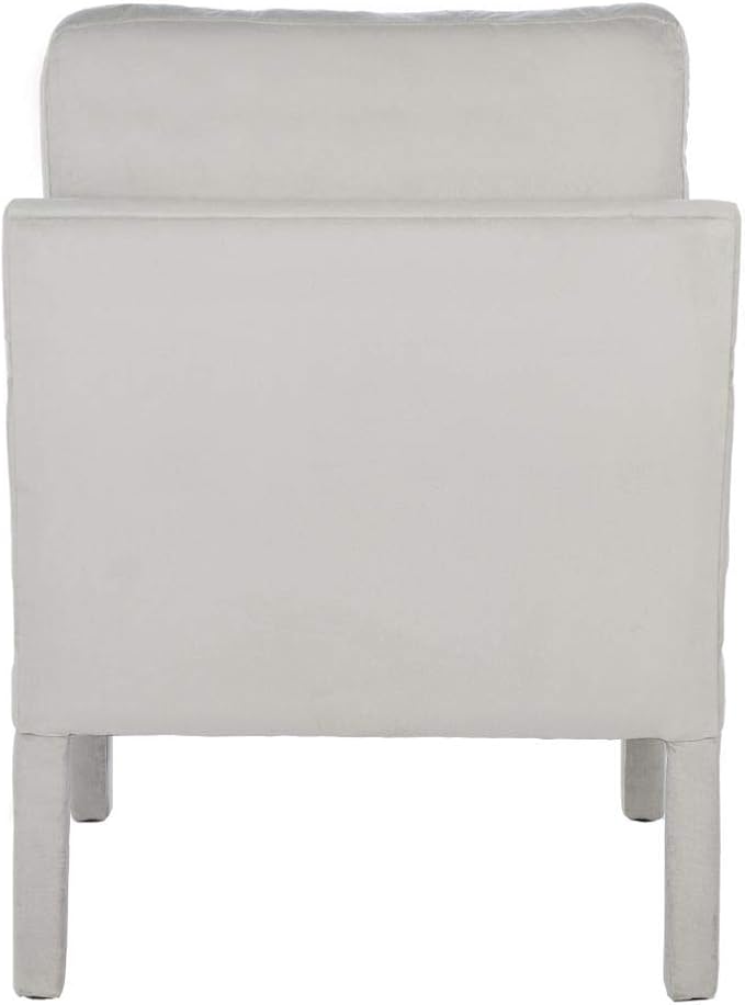 Safavieh Home Genoa Mid-Century Light Grey Velvet Upholstered Arm Chair