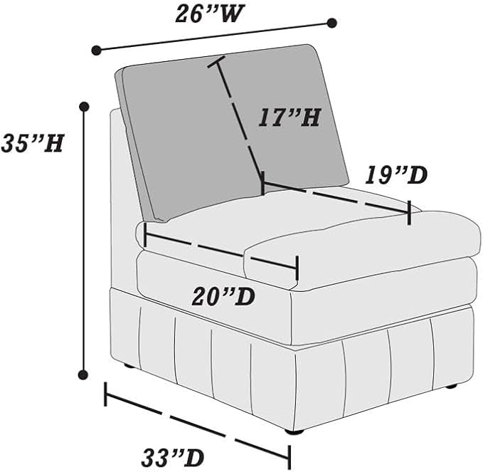 Contemporary 1pc Armless Chair Modular Chair Sectional Sofa Living Room Furniture Mink Morgan Fabric- Suede