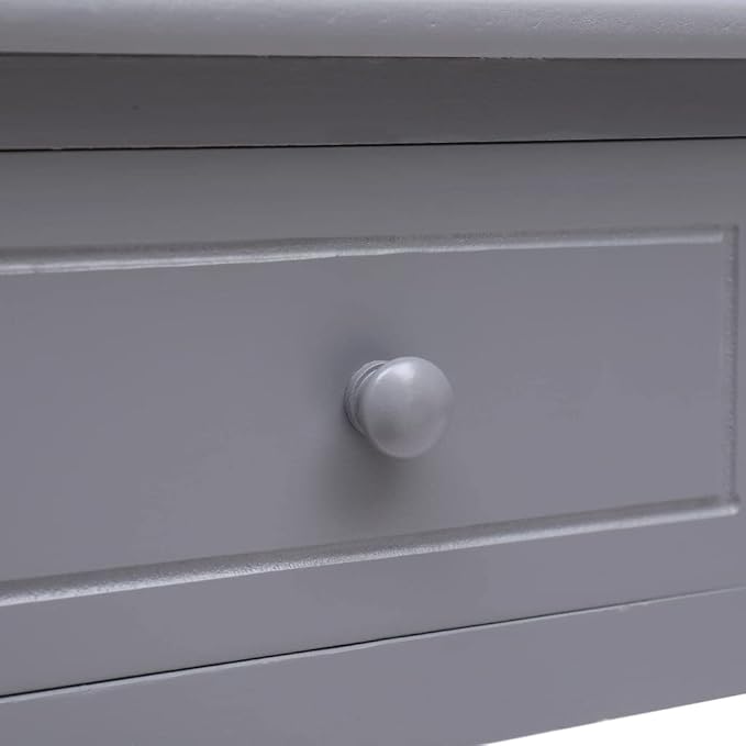Wooden Writing Desk Modern Simple Home Office Computer Laptop Writing Desk with 2 Drawers and 1 Open Compartment Gray 43.3x17.7x29.9 Wood-86