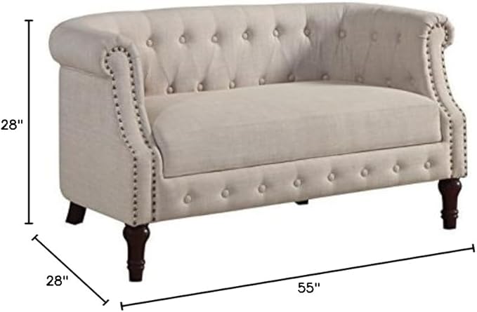 Rosevera C23 Edmeston Chesterfield Loveseat Beige
