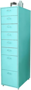 ELEFOCUS 8 Drawer Storage Cabinet Drawer Living Room Multi-Layer Storage Cabinet Office Iron Filing Cabinet with Pulleys(Color:Blue)