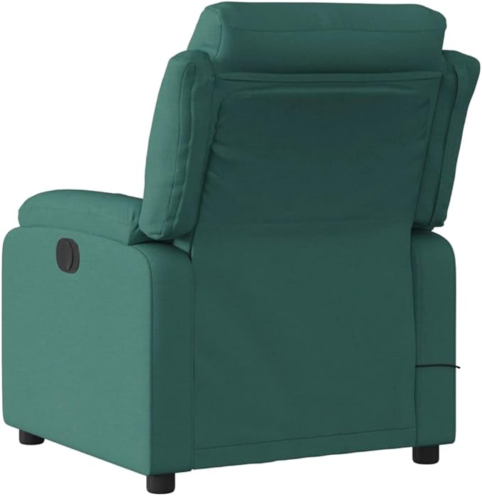vidaXL Dark Green Fabric Massage Recliner Chair - Manual Reclining Armchair with Vibration Massage Cozy Padded Seating Side Pocket