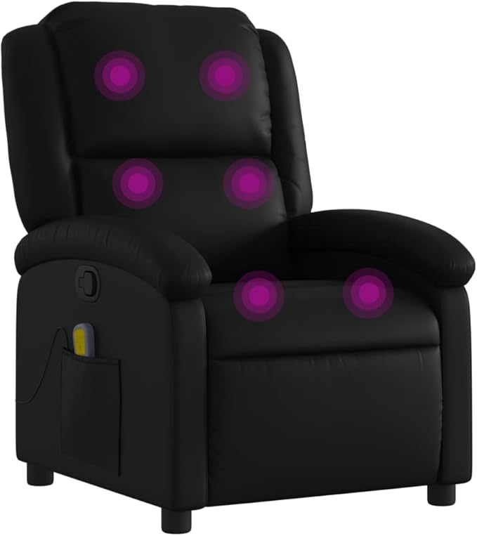 Faux Leather Massage Recliner Chair Manual Recliner Chair with Massage Single Sofa Home Theater Seating Comfy Living Room Single Sofa Chair Black Faux Leather-28