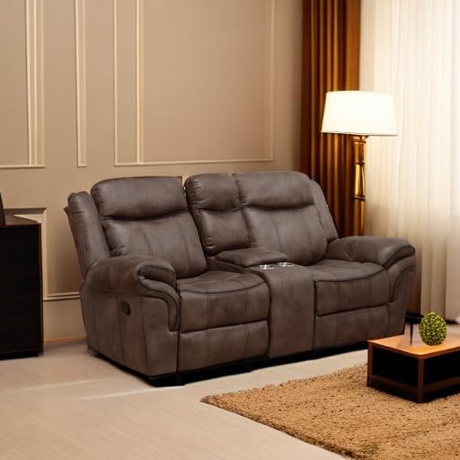 24/7 Shop at Home Amos Oversized Nursery Glider Recliner Chairs for Adults Manual Comfy Reading Couch Overstuffed Reclining Loveseat Sofa Adjustable Comfy Theater Seating for Living Room Brown