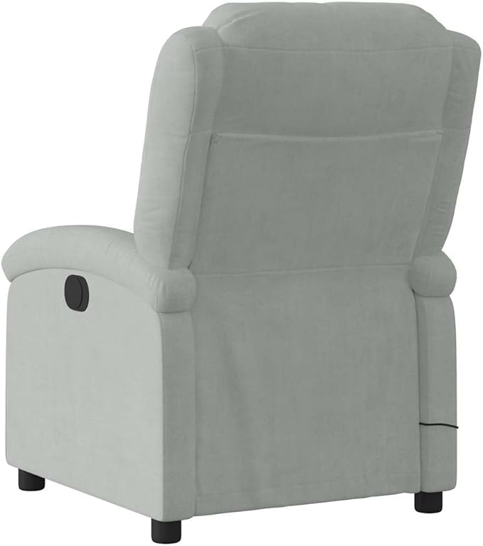 vidaXL Light Gray Velvet Massage Recliner Chair - Manual Reclining Armchair with Vibration Function for Elderly Home Lounge Seating