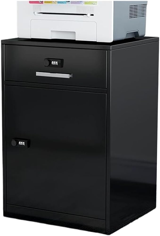 Filing Cabinet Small Cabinet Under Desk with Locking Drawer Cabinet File Information Cabinet Tin File Cabinet (Color : Black)