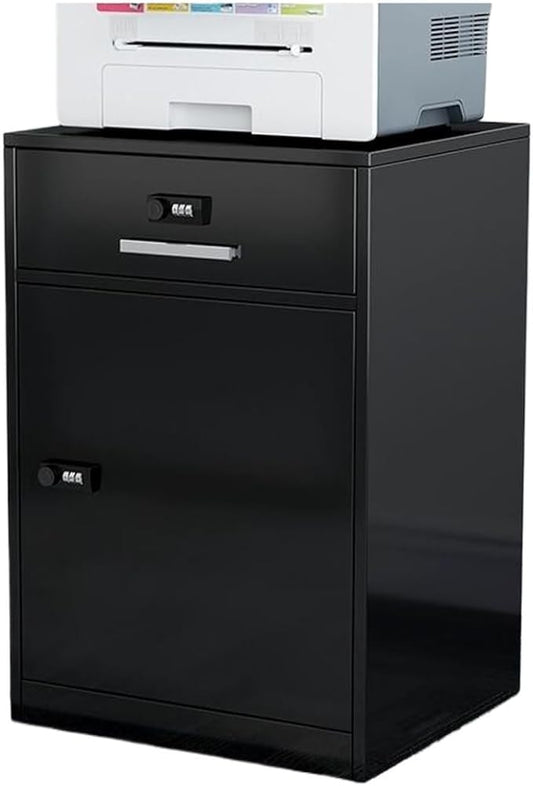 Filing Cabinet Small Cabinet Under Desk with Locking Drawer Cabinet File Information Cabinet Tin File Cabinet (Color : Black)