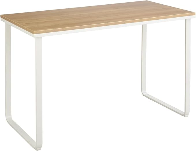 Safco Simple Design Table Desk with Sled Base  Beech Top White Legs (1943BHWH)