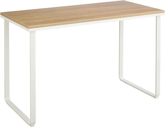 Safco Simple Design Table Desk with Sled Base  Beech Top White Legs (1943BHWH)