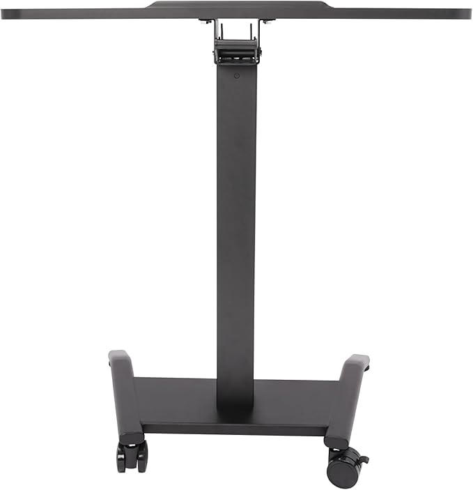 Mobile Standing Desk Height Angle Adjustable Rolling Desk Standing Laptop Desk with Brake Casters Standing Rolling Desk Portable Desk for Home Office School Black